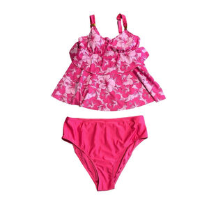 Rosewe Swimsuit 2 Piece Womens XL Pink Floral Tankini